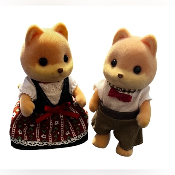 Sylvanian Families Calico Critters Caramel Dog Family Mom and Dad Set of 2 Japan - Picture 1 of 6